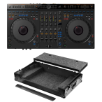 Piopneer DJ DDJ-GRV6 with Odyssey Case | 4-Channel rekordbox and Serato DJ Controller | Wheeled Case with Laptop Platform