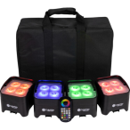 ColorKey MobilePar Mini Hex 4 MKII 4-Pack | Wireless Battery-Powered Uplights | RGBAW+UV Wash Lights with Carrying Case
