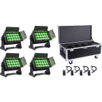 JMAZ Electro Panel W18 4Pack | RGBL Battery LED Panels | Charging Road Case Kit