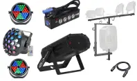 KPODJ Lighting Starter Pack II | T-Bar with Laser, Wash Lights, UV, Strobe, and Power Management