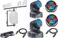 JMAZ Lighting Starter Pack III | T-Bar with Laser, Wash Lights, UV, Strobe, and Power Management