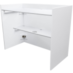 Odyssey PDJBOOTH483824WHITE | Folding DJ Booth Facade | 48in Portable Workstation with Shelves