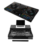 Pioneer DJ DDJ-FLX10 with Odyssey Case | rekordbox and Serato DJ Pro Controller | Black Wheeled Case with Laptop Shelf