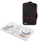 Pioneer DJ DDJ-FLX4-W with ProX XB-DJBPM | Controller + Backpack Package | Portable DJ Bundle for Travel