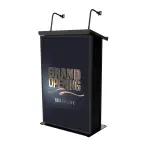 ProX X-MAESTROMEDIABL | Lectern Podium for TVs up to 32in | 2 Gooseneck Mic Stands, Black Finish