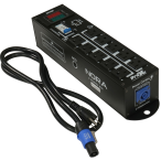ProX X PCNORABOX | NORA 10-Outlet PowerCON to Edison Box | 20A Breaker, A/V Meter & Truss Mounting