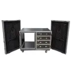 ProX XS-12U4DTW ELVA | 12U Shockproof Rack with Side Tables | 4 Drawers & 24in Rail Depth