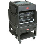 SKB 1SKB19-R1208 | 12U Top + 8U Front Mixer Rack Case with Wheels & Rear Rails
