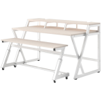 Wavebone Headquarter | Light Wood Studio Workstation Desk | 9U Rack Space with Z Shaped Keyboard Stand