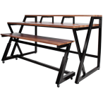 Wavebone Headquarter | Woodgrain Studio Workstation Desk | 9U Rack Space with Keyboard Stand