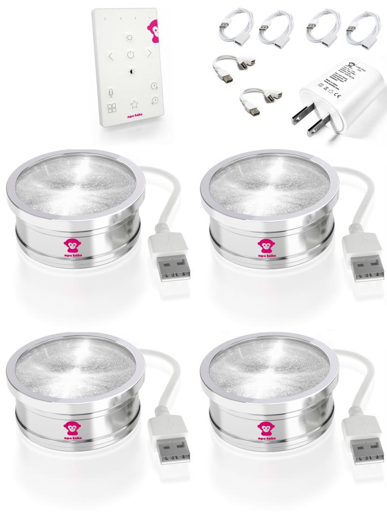 Ape Labs Coin 2+ Set of 4 | 15W RGBaW Uplights, Effect Lights, USB Powered