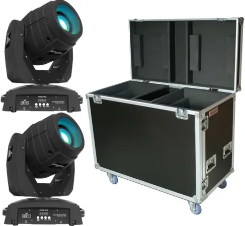 (2) Chauvet DJ Intimidator Spot 350's w/ Dual Flight Case