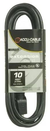 Accu Cable EC-163-10 Black Extension Cord (10ft)