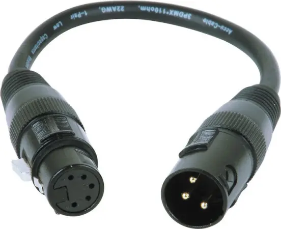 American DJ AC3PM5PFM | 3-Pin Male to 5-Pin Female DMX Turnaround Cable