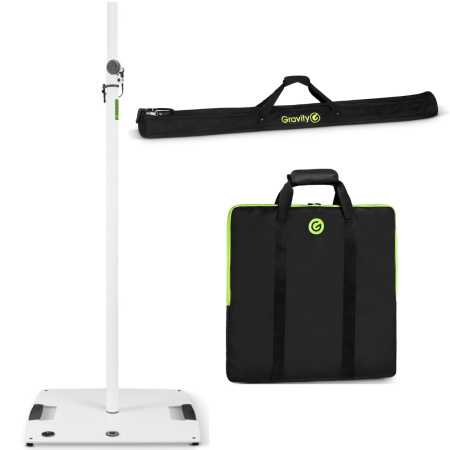 Gravity Stands LS431W Package | White Lighting Stand with Steel Base | 2 Padded Carry Bags