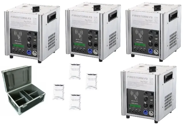 JMaz FireStorm F3 Chrome Package | 4x Cold Spark Machines, 4x 200g Powder, 1x Case