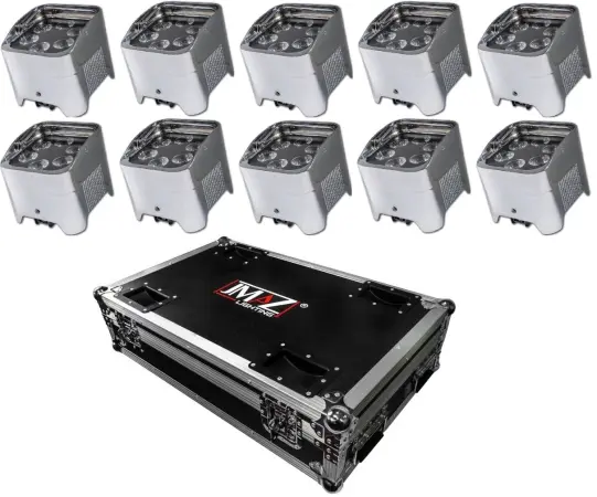 JMaz Mad Par Hex 6XS (White) Package - 10pc w/ Charging Case