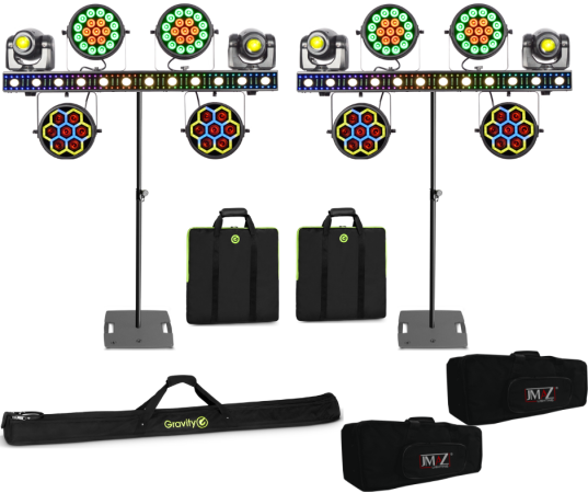 JMAZ Versa Flex Bar Ultimate w/ Gravity Stands (Pair) | 2x Ultimate VersaBar Light Shows, 2x LS431 Stands, All Carry Bags