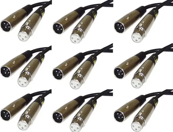 Lot of (10) 20ft XLR to XLR Deluxe Cables