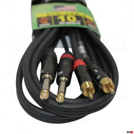 ProX XC-DPR10 | 10' Unbalanced Dual 1/4" TS-M to Dual RCA-M