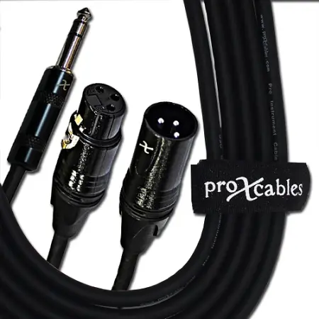ProX XC-SYXFXM10 (10ft 1/4in TRS to Dual XLR-M and XLR-F Cable)