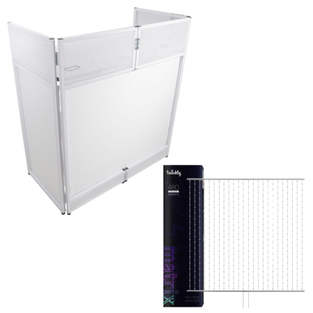 ProX XF-VISTA WH MKII Dj Booth with Twinkly LED Curtain