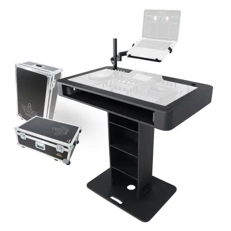 ProX XZF-DJCT BL Case | Black Control Tower DJ Booth w/ Laptop Stand & Flight Cases