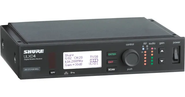 Shure ULXD4-H50 | Single Digital Wireless Receiver - 64MHz Tuning | AES-256 Encryption & Network Control