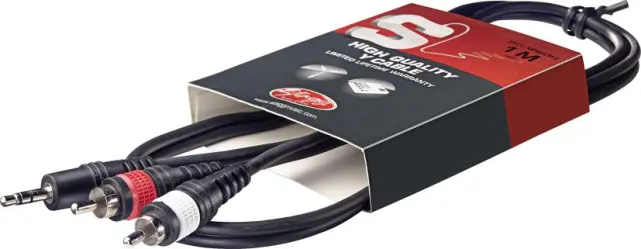 Stagg SYC1/MPs2CM E 3ft 1/8th to Dual RCA