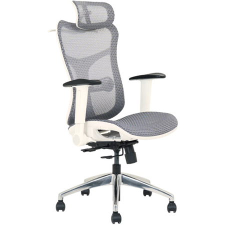 Wavebone Viking Studio Chair Mesh Seat White | Breathable Ergonomic Chair | Foldable Arms & Adjustable Support