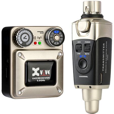 Xvive U45 | 5.8 GHz Wireless IEM - 100 ft Range | 24-bit/48 kHz Audio - 5 ms Latency